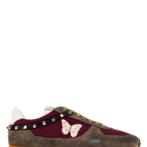 Two-tone fabric and suede Stud-Up sneakers