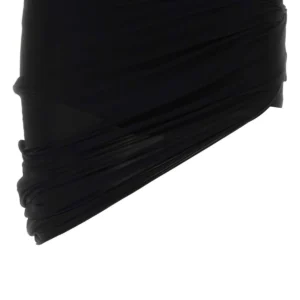 Black stretch jersey mini skirt