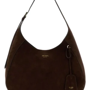 Dark brown suede large Boogie shoulder bag
