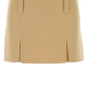 Pastel yellow wool blend mini skirt