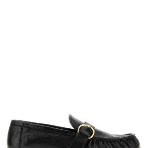 Black leather loafers