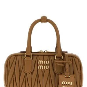 Caramel nappa leather Arcadie handbag