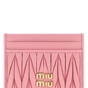 Pink leather card holder