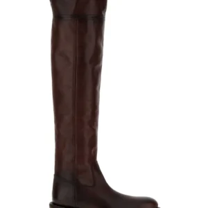 Brown leather boots