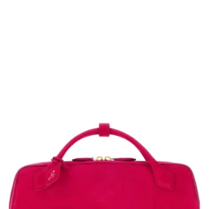 Fluo pink suede Teckel handbag