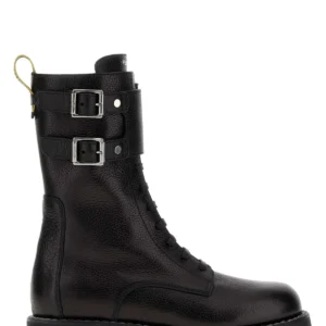 Black leather Fendi Commando boots