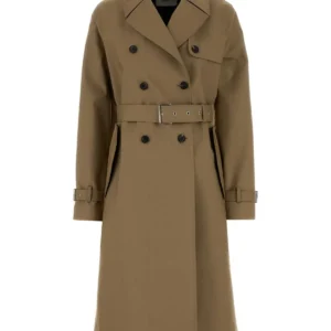 Beige jacquard trench coat