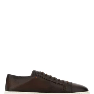 Dark brown leather sneakers