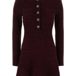 Burgundy tweed dress