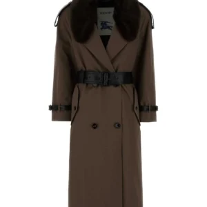 Brown gabardine Roseville trench coat