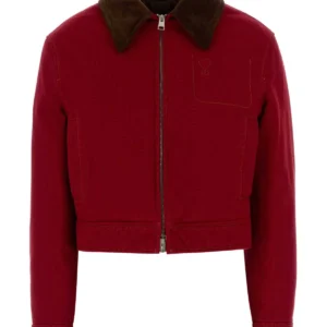 Red denim jacket