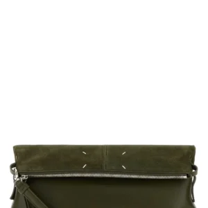 Army green leather 5AC clutch