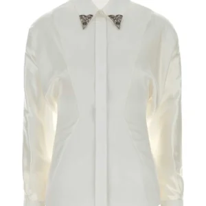 White poplin and silk shirt
