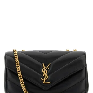 Black leather small LouLou shoulder bag