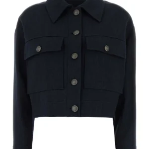 Navy blue stretch wool blazer