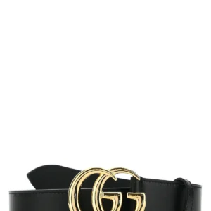 Black leather GG Marmont belt