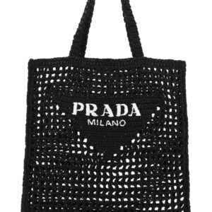 Black raffia shopping bag