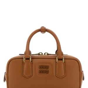 Caramel leather Arcadie handbag