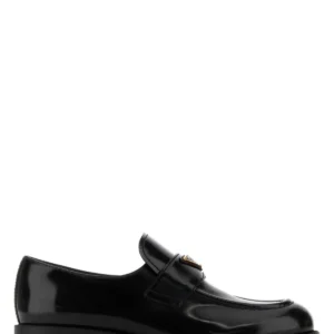 Black leather loafers