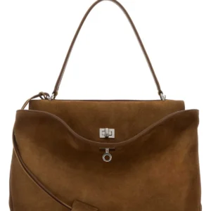 Brown suede medium Rodeo handbag