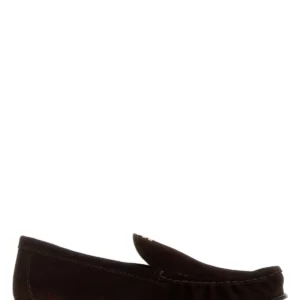 Dark brown suede loafers