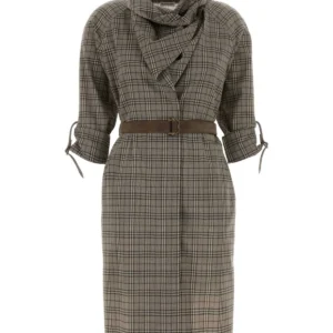Embroidered stretch wool dress