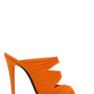 Orange fabric Emilie mules