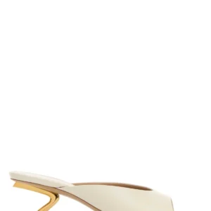 Ivory leather Igea mules