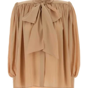 Powder pink crepe blouse