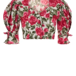 Printed poplin blouse