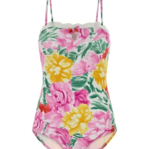 Printed stretch nylon bodysuit