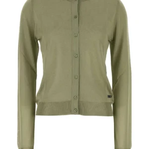 Sage green stretch viscose blend cardigan