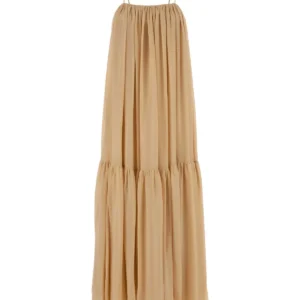 Skin pink silk long dress