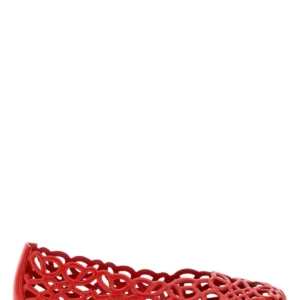 Red leather Petal Anagram ballerinas