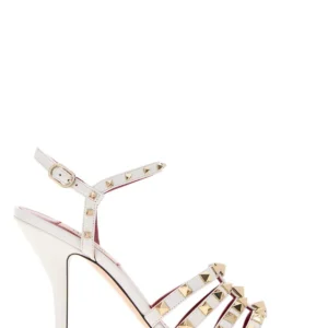 White leather Rockstud sandals
