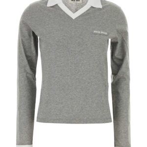Grey cotton polo shirt