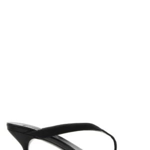 Black satin thong slippers