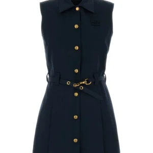 Navy blue poplin mini dress