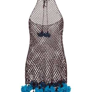 Two-tone crochet mini dress