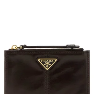 Dark brown leather card holder