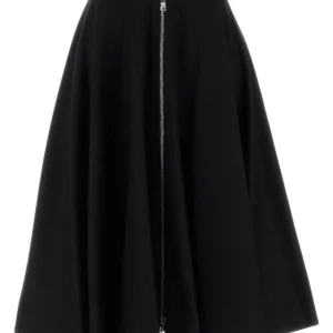 Black wool blend skirt