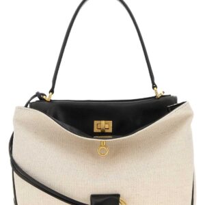 Two-tone canvas and leather small Rodeo handbag