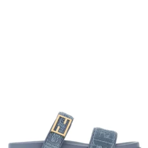Cerulean blue raffia Fendi Feel slippers