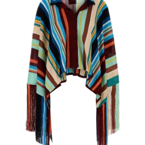 Embroidered knit poncho