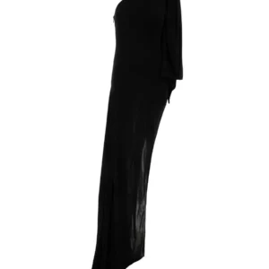 Black jersey one-shoulder dress