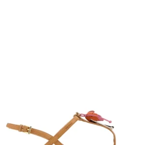 Camel leather thong sandals