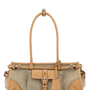 Two-tone canvas and leather medium Prada Bonnie shoulder bag