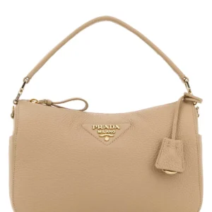 Beige leather small handbag