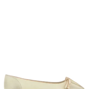 Ivory leather ballerinas