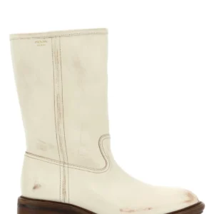 Ivory leather boots